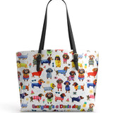 DachyCharm Doxie Holiday Leather Tote Bag