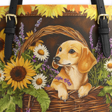 DachyCharm Dachshund Basket Leather Tote Bag