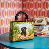 DachyCharm Sunny Picnic Pup Lady Leather Bag