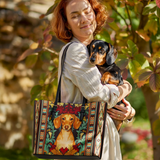 DachyCharm Doxie Spirit Leather Tote Bag