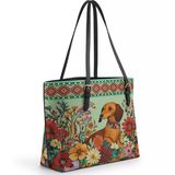 DachyCharm Wildflower Weenie Leather Tote Bag