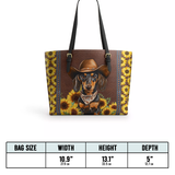 DachyCharm Sunflower Cowboy Leather Tote Bag