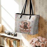 DachyCharm Royal Bloom Personalized Leather Tote Bag