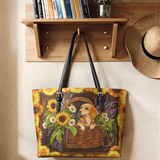 DachyCharm Dachshund Basket Leather Tote Bag