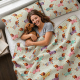 DachyCharm Colorful Dachshunds Quilt 3-Piece Set