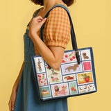 DachyCharm Berry Doxie Quilt Leather Tote Bag