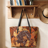 DachyCharm Autumn Pup Whisper Leather Tote Bag