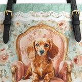 DachyCharm Velvet Throne Leather Tote Bag