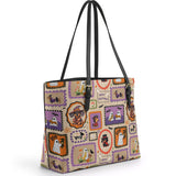 DachyCharm Spooky Pup Parade Leather Tote Bag