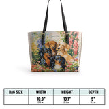 DachyCharm Garden Bliss Personalized Leather Tote Bag