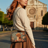 DachyCharm Mocha Bloom Leather Crossbody Bag