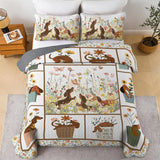 DachyCharm Flowers Dachshunds Quilt 3-Piece Set