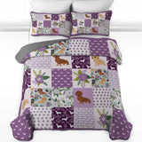 DachyCharm Lavender Paws Quilt 3-Piece Set
