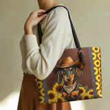 DachyCharm Sunflower Cowboy Leather Tote Bag
