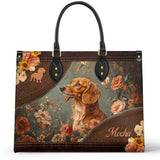 DachyCharm Mocha Bloom Personalized Leather Bag