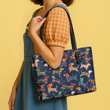 DachyCharm Doxie Fiesta Leather Tote Bag
