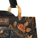 DachyCharm  MIDNIGHT PETAL PERSONALIZED Leather Satchel Bag