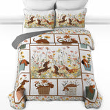 DachyCharm Flowers Dachshunds Quilt 3-Piece Set