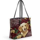 DachyCharm Velvet Pup Leather Tote Bag