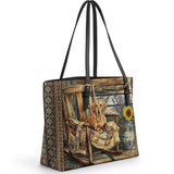 DachyCharm Rustic Pause Leather Tote Bag