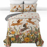 DachyCharm Floral Dachshund With Heart Quilt 3-Piece Set