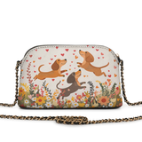 DachyCharm Floral Dachshund With Heart Leather Crossbody Bag