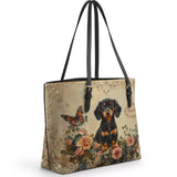 DachyCharm Vintage Rose Personalized Leather Tote Bag
