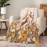 Dachycharm Floral Dachshund With Heart Fleece Blanket