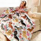 Dachycharm Doxie Blooms Fleece Blanket