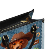 DachyCharm Cowboy Doxie Personalized Leather Bag