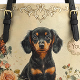 DachyCharm Vintage Rose Personalized Leather Tote Bag