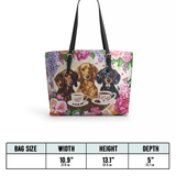 DachyCharm Weenie Coffee Leather Tote Bag