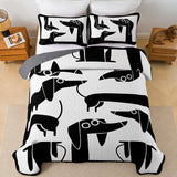 DachyCharm Modern Doxie Lines Quilt 3-Piece Set