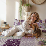 DachyCharm Lavender Paws Quilt 3-Piece Set