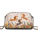 DachyCharm Floral Dachshund With Heart Leather Crossbody Bag