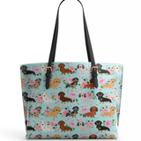 DachyCharm Doxie Garden Leather Tote Bag