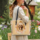 DachyCharm Golden Bloom Leather Tote Bag