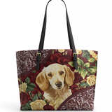 DachyCharm Velvet Pup Leather Tote Bag