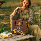 DachyCharm Sunflower Cowboy Leather Tote Bag