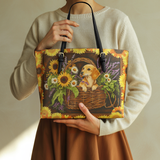 DachyCharm Dachshund Basket Leather Tote Bag