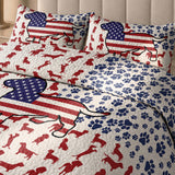 DachyCharm Patriot Paws Dachshund Quilt 3-Piece Set