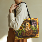 DachyCharm Dachshund Basket Leather Tote Bag
