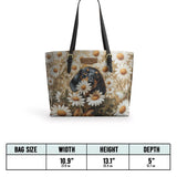 DachyCharm Daisy Bloom Personalized Leather Tote Bag