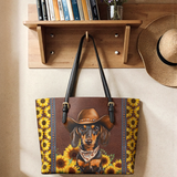 DachyCharm Sunflower Cowboy Leather Tote Bag