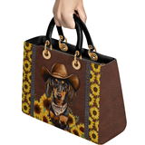 DachyCharm Sunflower Cowboy Lady Leather Bag