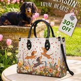 DachyCharm Floral Dachshund With Heart Leather Bag