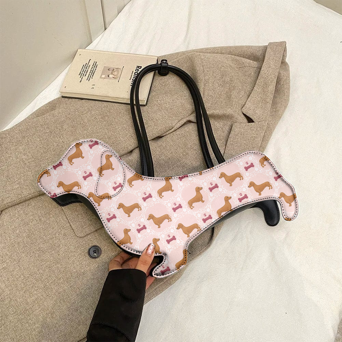 Cute Dachshund Shape Leather Bag
