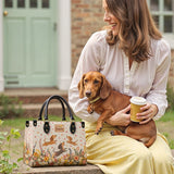 DachyCharm Floral Dachshund With Heart Personalized Leather Bag