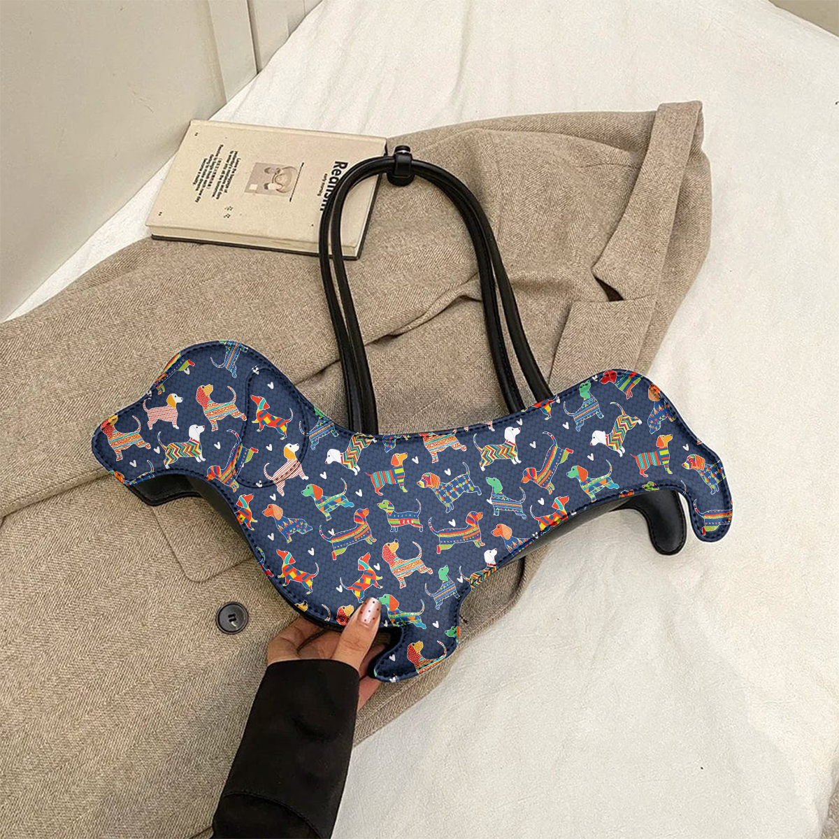 Cute Dachshund Shape Leather Bag