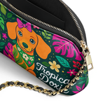 DachyCharm Tropical Doxie Leather Crossbody Bag